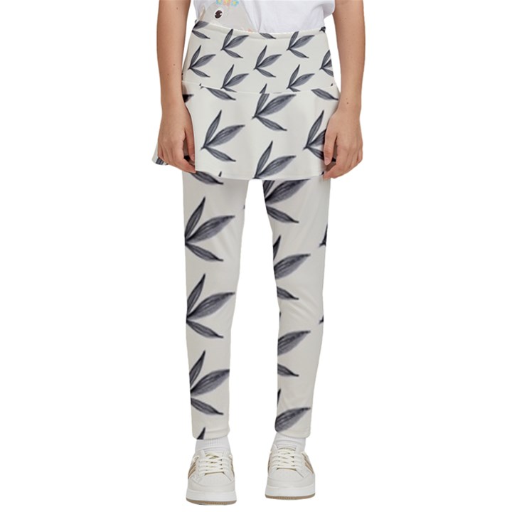 Minimalist Leaves Kids  Skirted Pants