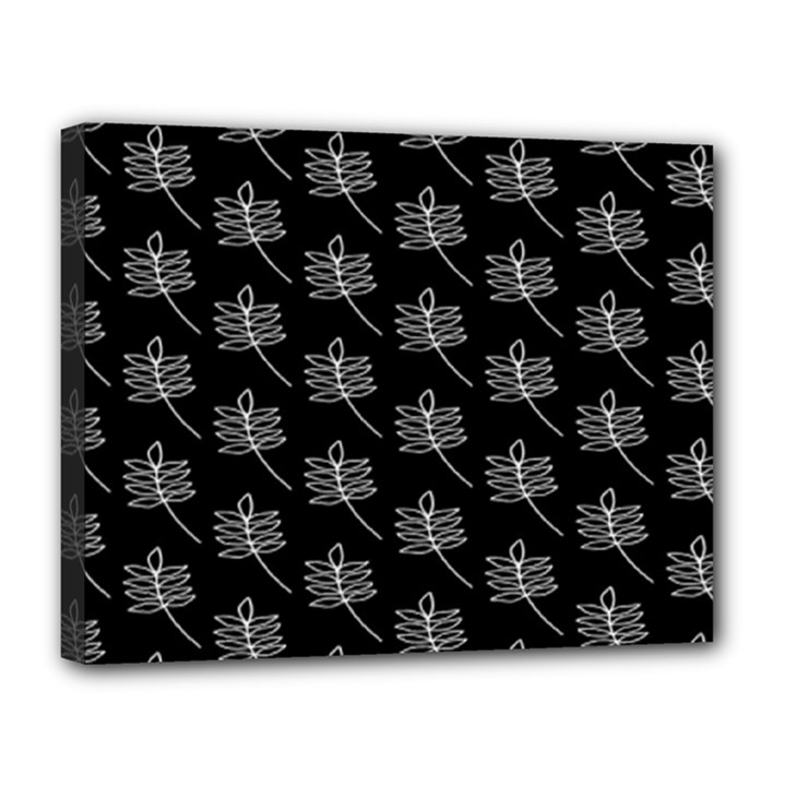 Black Cute Leaves Canvas 14  x 11  (Stretched)