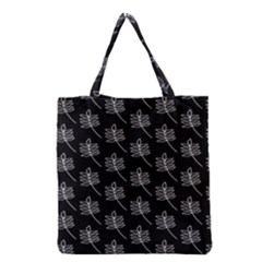 Black Cute Leaves Grocery Tote Bag by ConteMonfrey