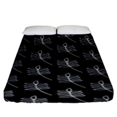 Black Cute Leaves Fitted Sheet (king Size) by ConteMonfrey