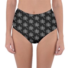 Black Cute Leaves Reversible High-waist Bikini Bottoms by ConteMonfrey