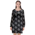 Black Cute Leaves Long Sleeve Chiffon Shift Dress  View1