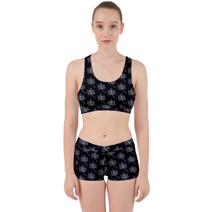 Black Cute Leaves Work It Out Gym Set