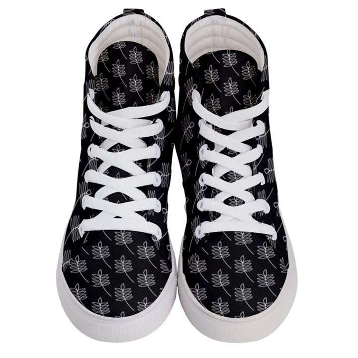 Black Cute Leaves Women s Hi-Top Skate Sneakers