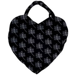 Black Cute Leaves Giant Heart Shaped Tote by ConteMonfrey