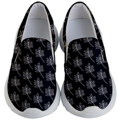 Black Cute Leaves Kids Lightweight Slip Ons by ConteMonfrey