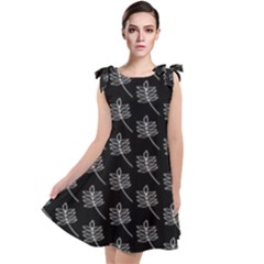 Black Cute Leaves Tie Up Tunic Dress by ConteMonfrey