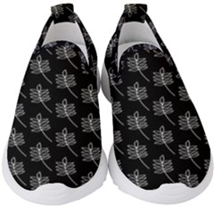 Black Cute Leaves Kids  Slip On Sneakers by ConteMonfrey