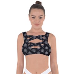 Black Cute Leaves Bandaged Up Bikini Top by ConteMonfrey