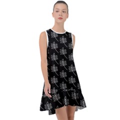 Black Cute Leaves Frill Swing Dress by ConteMonfrey