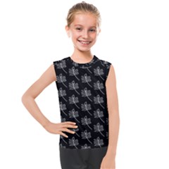 Black Cute Leaves Kids  Mesh Tank Top by ConteMonfrey