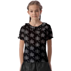 Black Cute Leaves Kids  Frill Chiffon Blouse by ConteMonfrey