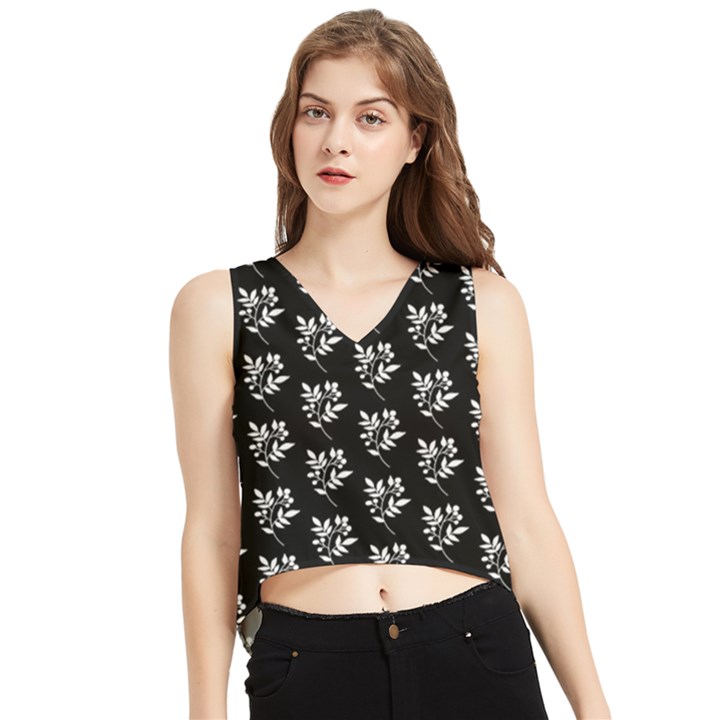 Sign Of Spring Leaves V-Neck Cropped Tank Top