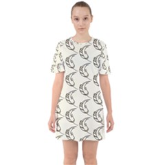 Cute Leaves Draw Sixties Short Sleeve Mini Dress by ConteMonfrey