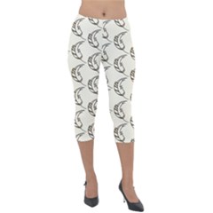 Cute Leaves Draw Lightweight Velour Capri Leggings  by ConteMonfrey