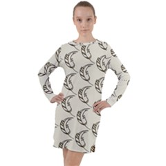 Cute Leaves Draw Long Sleeve Hoodie Dress by ConteMonfrey