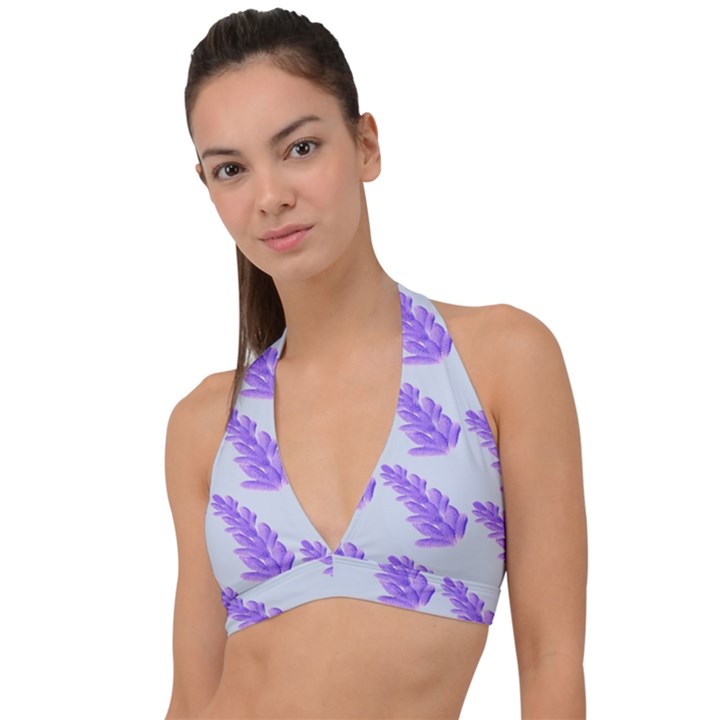 Cute Lavanda Blue Halter Plunge Bikini Top