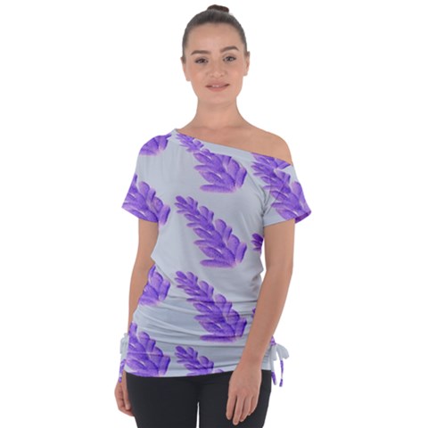 Cute Lavanda Blue Off Shoulder Tie-up Tee by ConteMonfrey