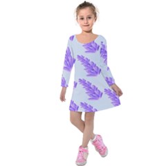 Cute Lavanda Blue Kids  Long Sleeve Velvet Dress by ConteMonfrey