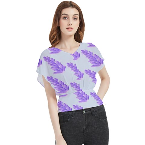 Cute Lavanda Blue Butterfly Chiffon Blouse by ConteMonfrey