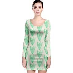 Watercolor Seaweed Long Sleeve Bodycon Dress by ConteMonfrey