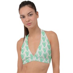 Watercolor Seaweed Halter Plunge Bikini Top by ConteMonfrey