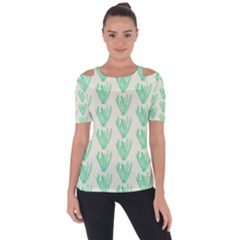 Watercolor Seaweed Shoulder Cut Out Short Sleeve Top by ConteMonfrey