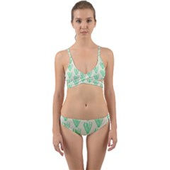 Watercolor Seaweed Wrap Around Bikini Set