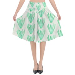 Watercolor Seaweed Flared Midi Skirt by ConteMonfrey