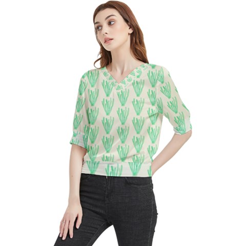 Watercolor Seaweed Quarter Sleeve Blouse by ConteMonfrey