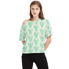 Watercolor Seaweed One Shoulder Cut Out Tee by ConteMonfrey