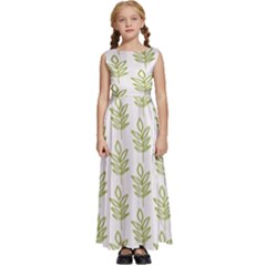 Autumn Leaves Gray Kids  Satin Sleeveless Maxi Dress by ConteMonfrey