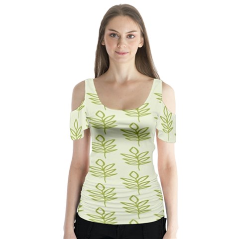 Autumn Leaves Butterfly Sleeve Cutout Tee  by ConteMonfrey