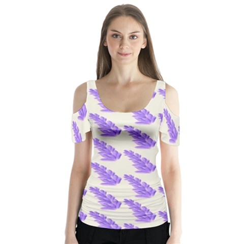 Cute Lavanda Butterfly Sleeve Cutout Tee  by ConteMonfrey