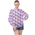 Cute Lavanda High Neck Long Sleeve Chiffon Top View1