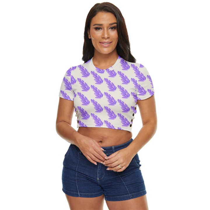 Cute Lavanda Side Button Cropped Tee