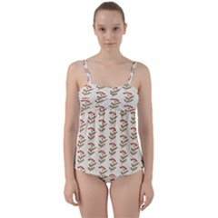 White Fresh Spring Hope Twist Front Tankini Set by ConteMonfrey