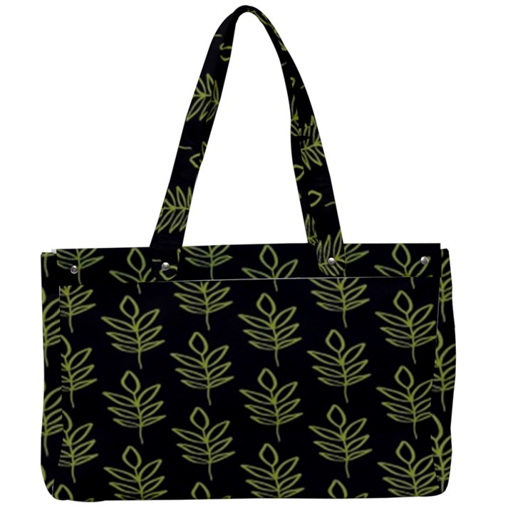 Autumn Leaves Black Canvas Work Bag