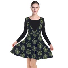 Autumn Leaves Black Plunge Pinafore Dress