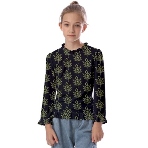 Autumn Leaves Black Kids  Frill Detail Tee by ConteMonfrey