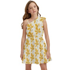 Orange Leaves   Kids  One Shoulder Party Dress by ConteMonfrey