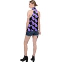 Cute Lavanda Black Halter Asymmetric Satin Top View2