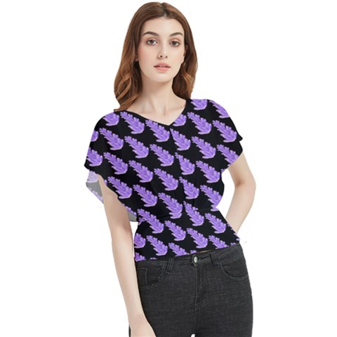 Cute Lavanda Black Butterfly Chiffon Blouse by ConteMonfrey