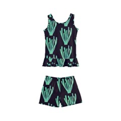 Watercolor Seaweed Black Kids  Boyleg Swimsuit by ConteMonfrey