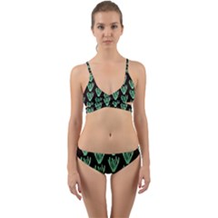 Watercolor Seaweed Black Wrap Around Bikini Set by ConteMonfrey