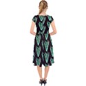 Watercolor Seaweed Black Cap Sleeve Front Wrap Midi Dress View2