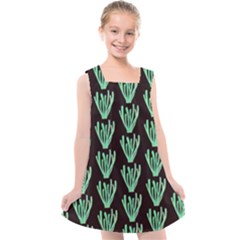 Watercolor Seaweed Black Kids  Cross Back Dress by ConteMonfrey