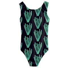 Watercolor Seaweed Black Kids  Cut-out Back One Piece Swimsuit by ConteMonfrey