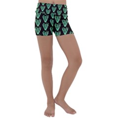 Watercolor Seaweed Black Kids  Lightweight Velour Yoga Shorts by ConteMonfrey