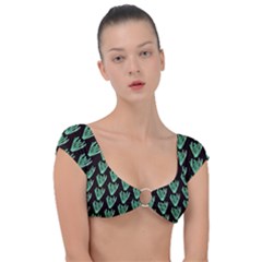 Watercolor Seaweed Black Cap Sleeve Ring Bikini Top by ConteMonfrey